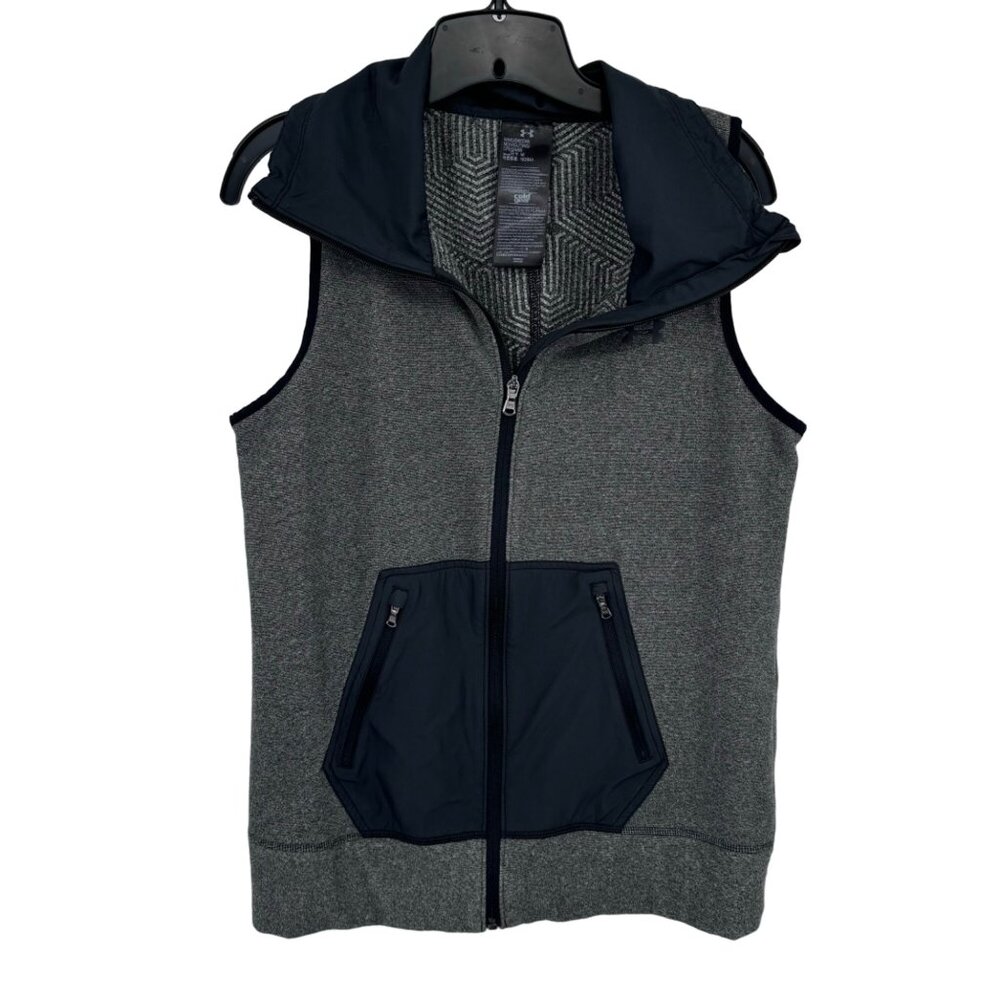 Under Armour ColdGear Sleeveless  Vest fleece womens size M Gray pockets